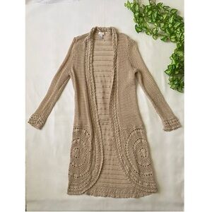 Chico's Cream Cable Knit Boho Duster Cardigan